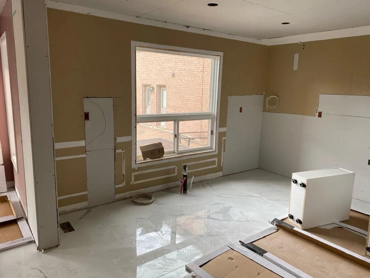Kitchen renovation before cabinet installation
