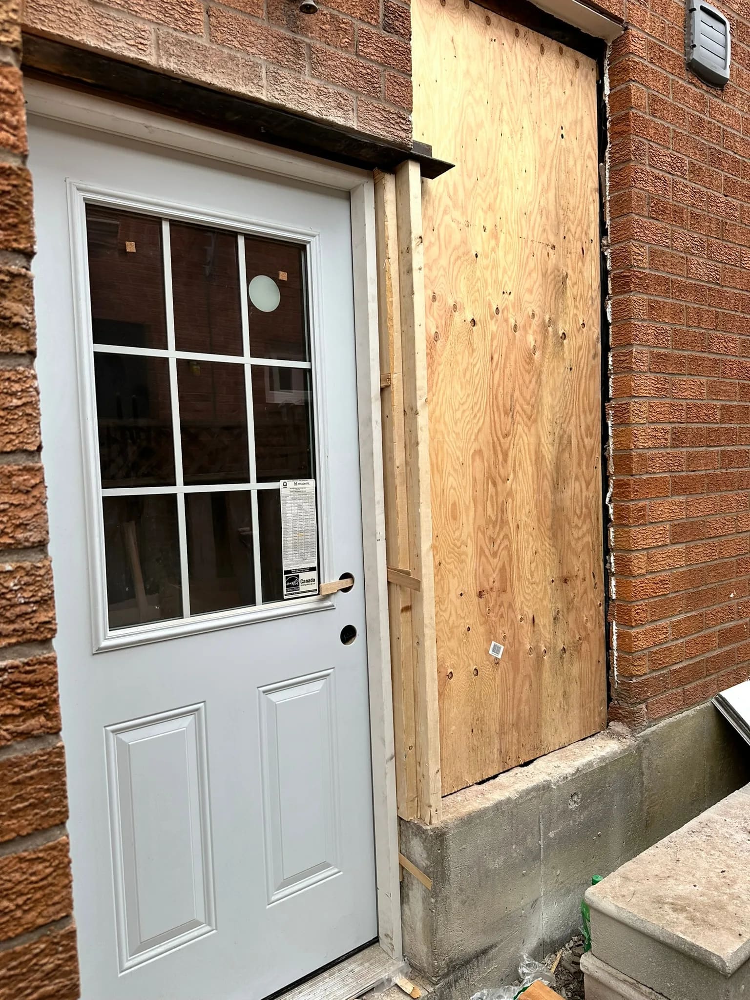 New exterior door installation