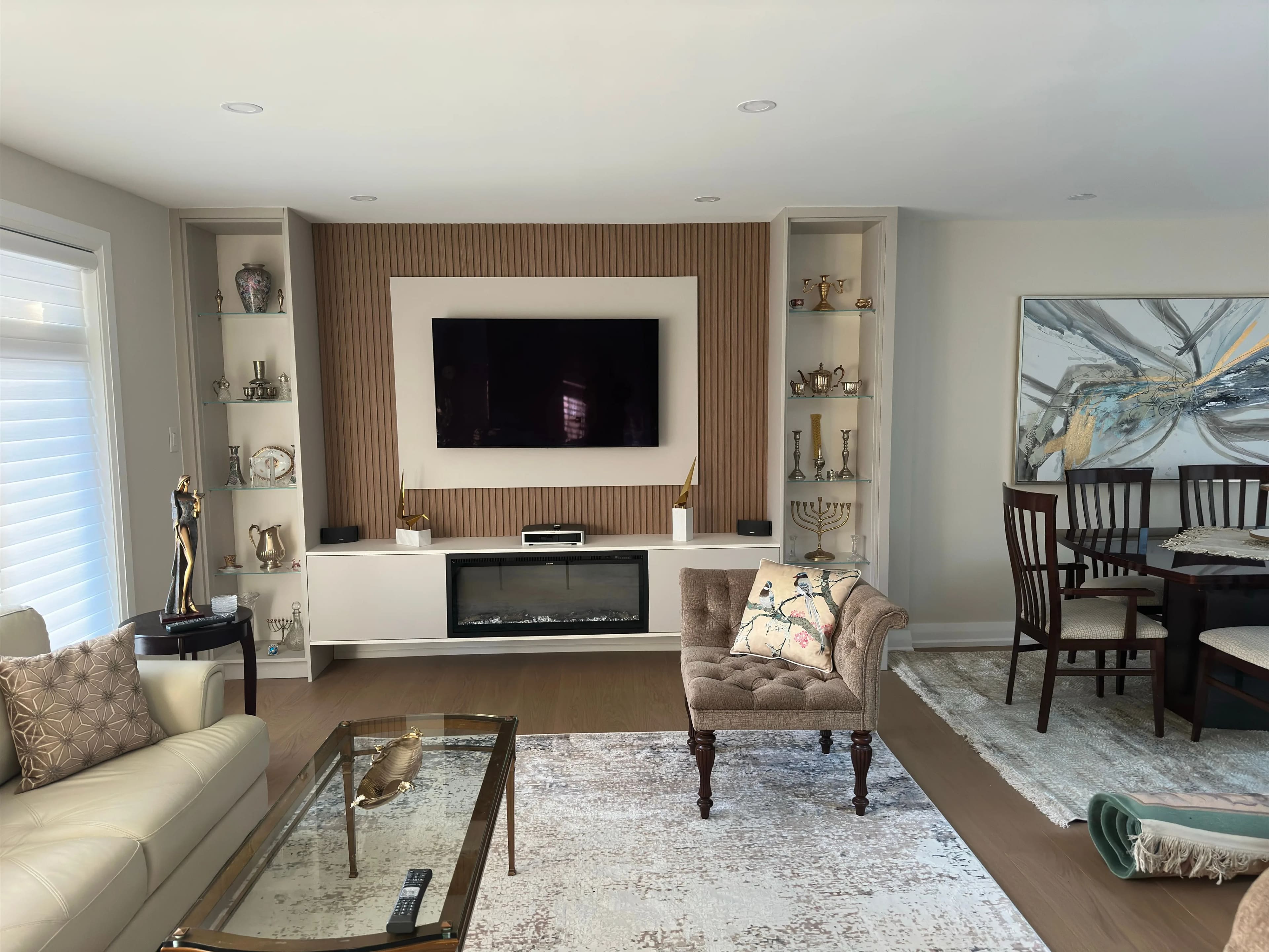 Modern living room with custom TV
