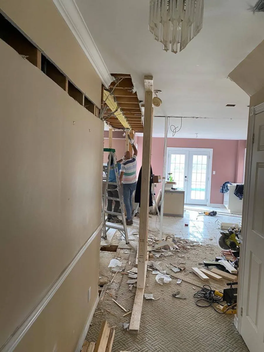 Interior home renovation during demolition