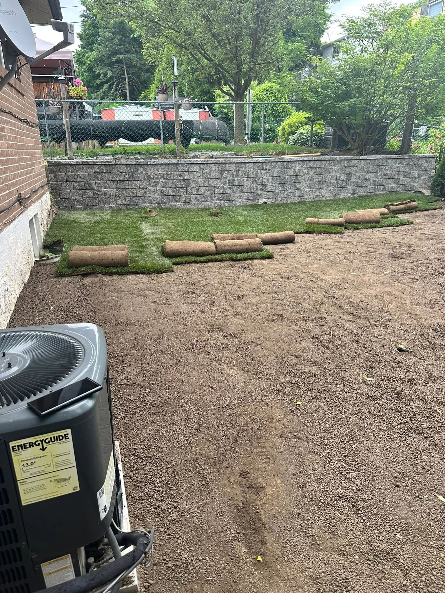 Fresh sod installation